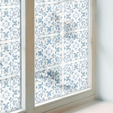 Anti Regard Film pour Fenêtre 200x100 Collés sur le Verre Adhésif Vitrail Décoratif Protection pour Chambre Cuisine Salle de Bain ornements floraux (1/5)