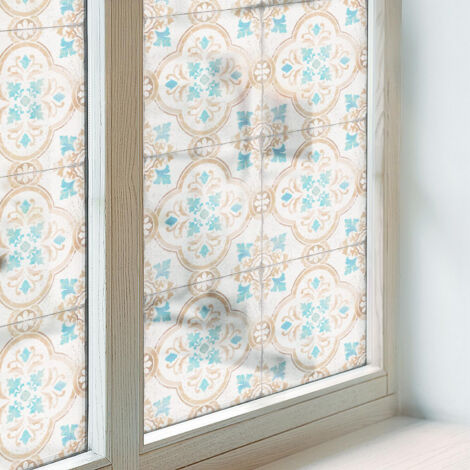 Anti Regard Film pour Vitre 100x116 Protection Adhésif pour Chambre Cuisine Salle de Bain Vitrail Décoratif Collés sur le Verre PVC Carreaux rustiques (1/5)