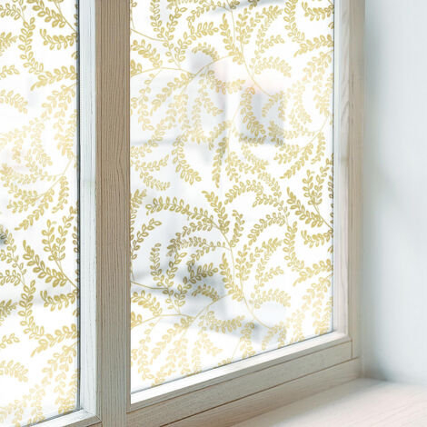 Film Dépoli pour Vitre 50x146 cm Décoratif pour Chambre Cuisine Salle de Bain PVC Vitrail Protection Adhésif Collés sur le Verre Modèle de plante (1/5)