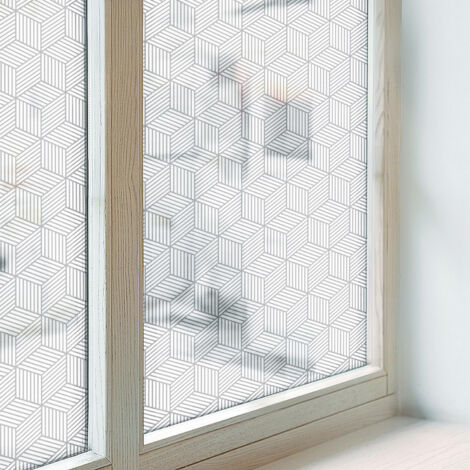 Anti Regard Film pour Fenêtre 200x100 Adhésif Décoratif Protection Collés sur le Verre Vitrail pour Chambre Cuisine Salle de Bain Solides hexagonaux (1/5)