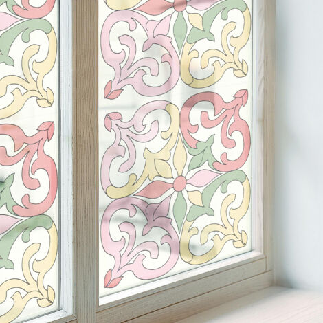 Film pour Vitre Intimité 100x146 Décoratif pour Chambre Cuisine Salle de Bain PVC Vitrail Protection Adhésif Collés sur le Verre ornements floraux (1/5)