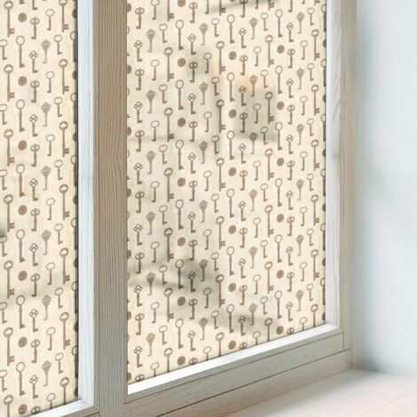Film pour Vitre Intimité 50x146 cm Décoratif pour Chambre Cuisine Salle de Bain PVC Vitrail Protection Adhésif Collés sur le Verre Clés mystérieuses (1/5)