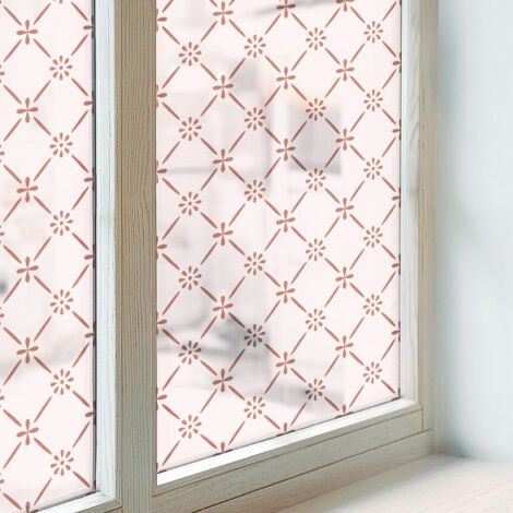 Anti Regard Film pour Fenêtre 100x146 pour Chambre Cuisine Salle de Bain Vitrail Protection Adhésif Collés sur le Verre Décoratif Motifs floraux (1/5)