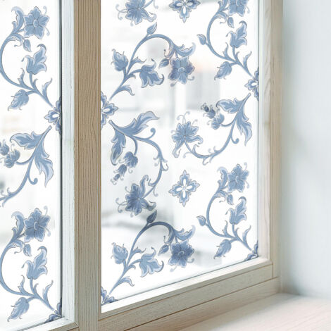 Film pour Vitre Intimité 50x146 cm Adhésif Décoratif PVC Protection Collés sur le Verre Vitrail pour Chambre Cuisine Salle de Bain ornement floral (1/5)