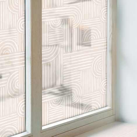 Anti Regard Film pour Fenêtre 100x116 Décoratif pour Chambre Cuisine Salle de Bain Vitrail Protection Adhésif Collés sur le Verre Motif géométrique (1/5)