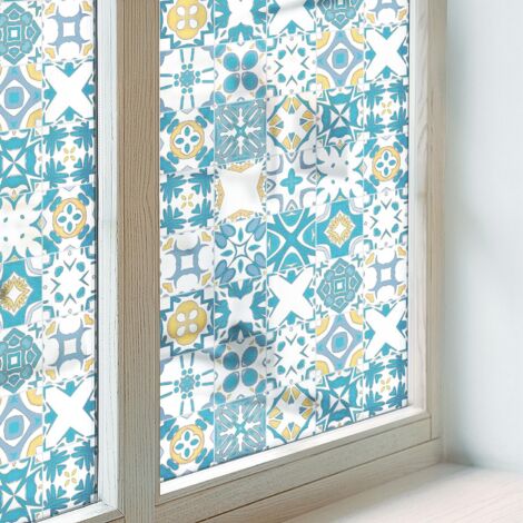 Anti Regard Film pour Vitre 100x116 Vitrail Collés sur le Verre Protection pour Chambre Cuisine Salle de Bain Adhésif Décoratif Motifs de mosaïque (1/5)