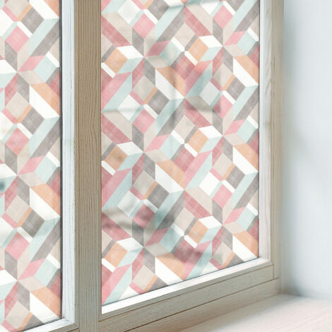 Anti Regard Film pour Vitre 200x100 pour Chambre Cuisine Salle de Bain Collés sur le Verre Décoratif Vitrail Protection Adhésif Losanges géométriques (1/5)