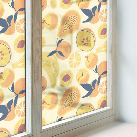 Anti Regard Film pour Fenêtre 200x100 Protection Adhésif pour Chambre Cuisine Salle de Bain Vitrail Décoratif Collés sur le Verre Fruits juteux (1/5)
