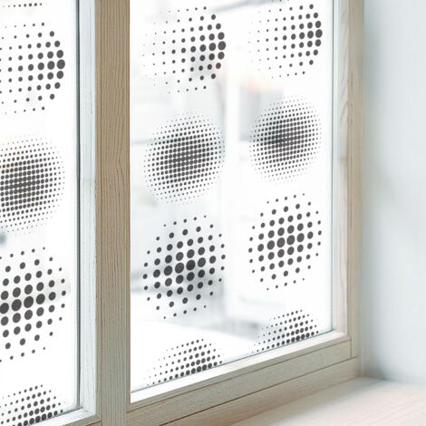 Film pour Vitre Intimité 200x100 cm Adhésif Décoratif PVC Protection Collés sur le Verre Vitrail pour Chambre Cuisine Salle de Bain Cercles pointillés (1/5)