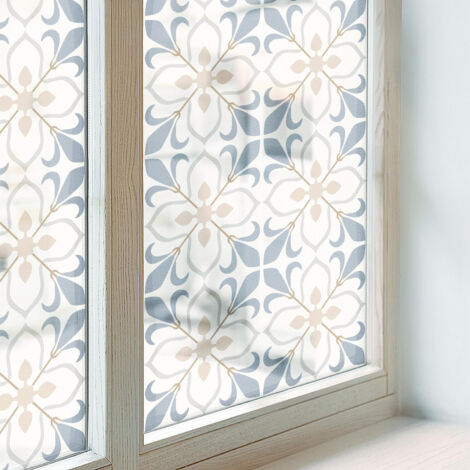 Anti Regard Film pour Fenêtre 100x100 pour Chambre Cuisine Salle de Bain Collés sur le Verre Décoratif Vitrail Protection Adhésif beauté florale (1/5)