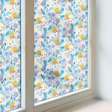 Film pour Vitre Intimité 100x100 pour Chambre Cuisine Salle de Bain PVC Vitrail Protection Adhésif Collés sur le Verre Décoratif Motif végétal (1/5)