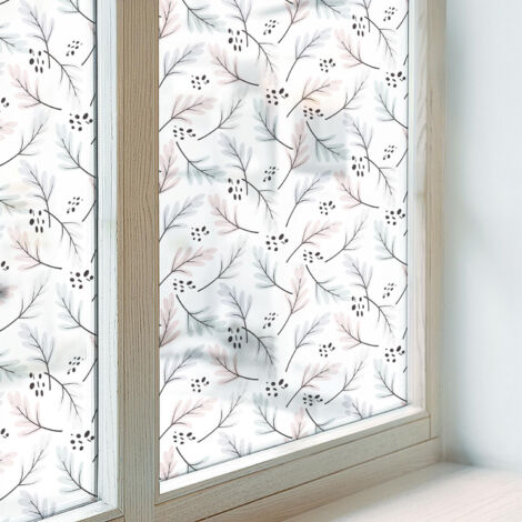 Anti Regard Film pour Vitre 100x146 Vitrail Collés sur le Verre Décoratif Adhésif pour Chambre Cuisine Salle de Bain Protection feuilles de plantes (1/5)