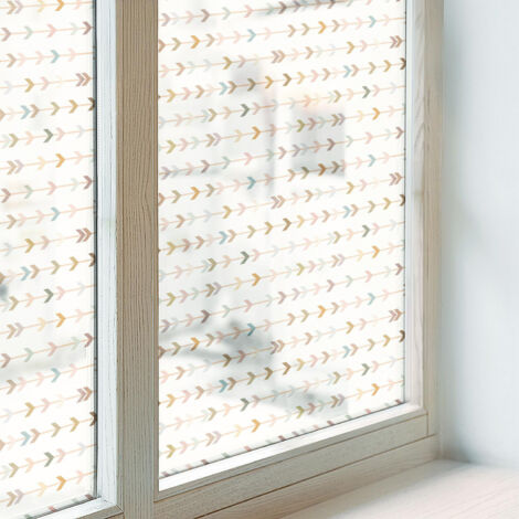 Anti Regard Film pour Fenêtre 100x100 Collés sur le Verre Adhésif Vitrail Décoratif Protection pour Chambre Cuisine Salle de Bain Motif de flèche (1/5)