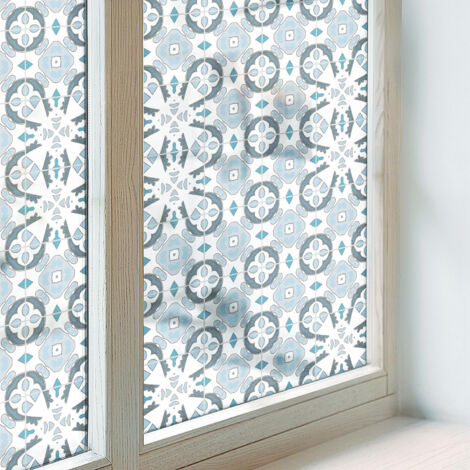Anti Regard Film pour Vitre 200x100 Décoratif pour Chambre Cuisine Salle de Bain Vitrail Protection Adhésif Collés sur le Verre Motifs géométriques (1/5)
