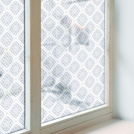 Anti Regard Film pour Fenêtre 100x116 Collés sur le Verre Adhésif Vitrail Décoratif Protection pour Chambre Cuisine Salle de Bain Rosettes délicates (1/5)