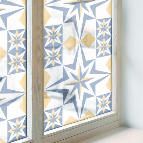 Film pour Vitre Intimité 200x146 pour Chambre Cuisine Salle de Bain PVC Vitrail Protection Adhésif Collés sur le Verre Décoratif Motif en étoile (1/5)