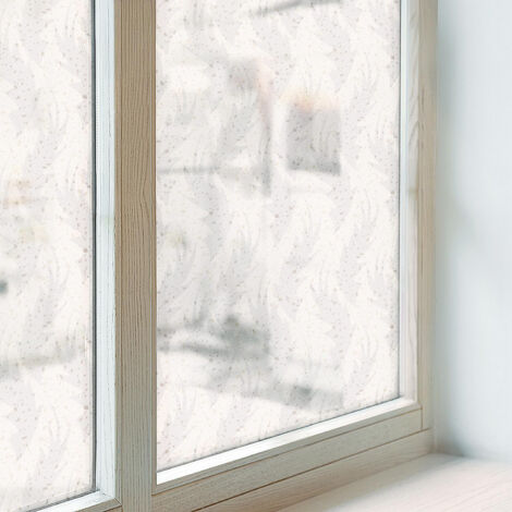 Anti Regard Film pour Vitre 100x146 pour Chambre Cuisine Salle de Bain Vitrail Protection Adhésif Collés sur le Verre Décoratif Feuilles élégantes (1/5)