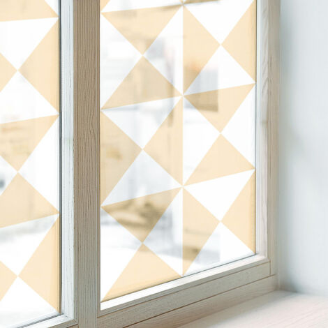Anti Regard Film pour Fenêtre 100x146 Collés sur le Verre Adhésif Vitrail Décoratif Protection PVC pour Chambre Cuisine Salle de Bain Triangles (1/5)
