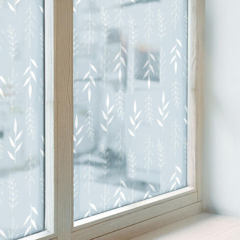 Anti Regard Film pour Vitre 100x146 pour Chambre Cuisine Salle de Bain PVC Vitrail Protection Adhésif Collés sur le Verre Décoratif Modèle de plante (1/5)