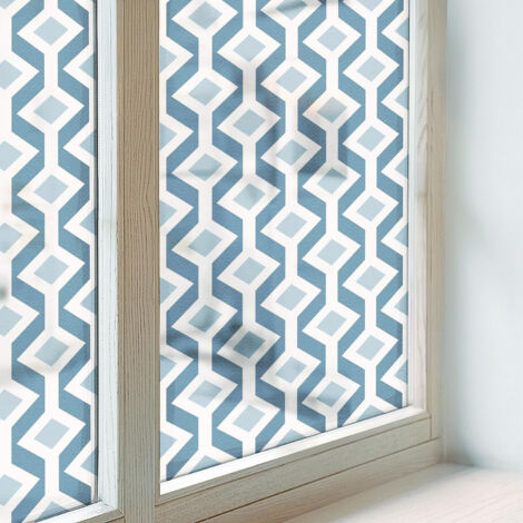 Film Dépoli pour Fenêtre 100x146 pour Chambre Cuisine Salle de Bain PVC Vitrail Protection Adhésif Collés sur le Verre Décoratif Motif géométrique (1/5)