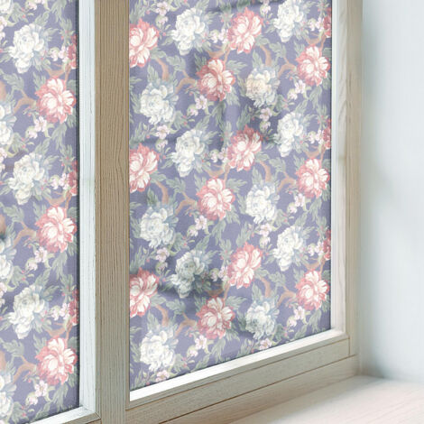 Film Dépoli pour Fenêtre 50x146 cm Décoratif pour Chambre Cuisine Salle de Bain PVC Vitrail Protection Adhésif Collés sur le Verre élégance florale (1/5)