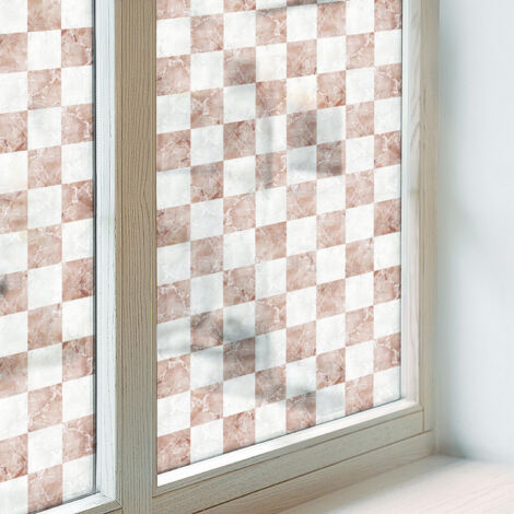 Film Dépoli pour Fenêtre 50x116 cm pour Chambre Cuisine Salle de Bain PVC Vitrail Protection Adhésif Collés sur le Verre Décoratif Échiquier classique (1/5)