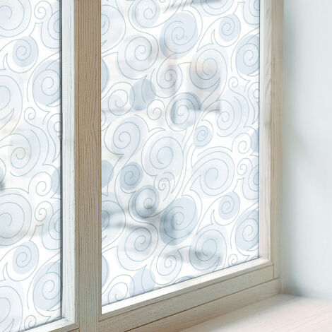 Anti Regard Film pour Vitre 200x116 pour Chambre Cuisine Salle de Bain PVC Vitrail Protection Adhésif Collés sur le Verre Décoratif Motifs en spirale (1/5)