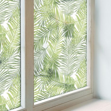 Film pour Vitre 200x100 cm PVC pour Chambre Cuisine Salle de Bain Collés sur le Verre Décoratif Vitrail Protection Adhésif Modèles végétaux