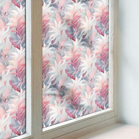 Film pour Vitre Intimité 200x116 Adhésif Décoratif Protection Collés sur le Verre Vitrail pour Chambre Cuisine Salle de Bain feuilles de fleurs (1/5)