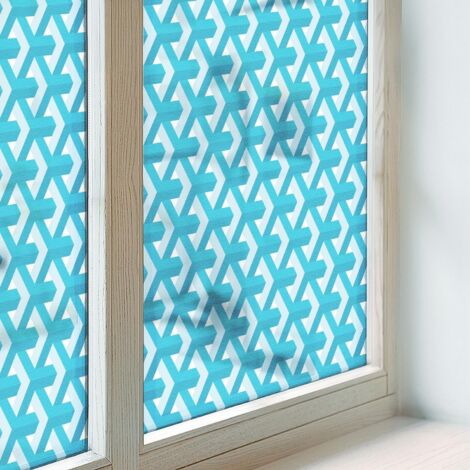 Film Dépoli pour Fenêtre 50x146 cm Protection Adhésif pour Chambre Cuisine Salle de Bain Vitrail Décoratif Collés sur le Verre PVC cubes géométriques (1/5)