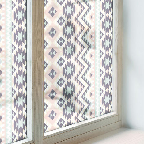 Film Dépoli pour Fenêtre 50x146 cm Vitrail Collés sur le Verre Décoratif Adhésif pour Chambre Cuisine Salle de Bain PVC Protection géométrie pastel (1/5)
