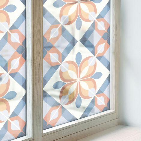 Anti Regard Film pour Fenêtre 50x116 cm Vitrail Collés sur le Verre Protection pour Chambre Cuisine Salle de Bain Adhésif Décoratif symétrie colorée (1/5)