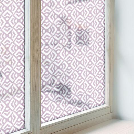 Anti Regard Film pour Fenêtre 50x146 cm Collés sur le Verre Adhésif Vitrail Décoratif Protection pour Chambre Cuisine Salle de Bain Formes violettes (1/5)