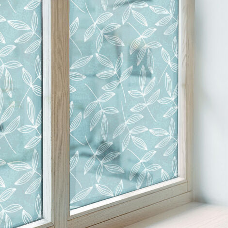Film pour Vitre 50x100 cm Vitrail Collés sur le Verre Décoratif Adhésif pour Chambre Cuisine Salle de Bain PVC Protection Élégance feuillue (1/5)