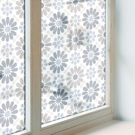 Anti Regard Film pour Vitre 100x146 Protection Adhésif pour Chambre Cuisine Salle de Bain Vitrail Décoratif Collés sur le Verre PVC mosaïque florale (1/5)