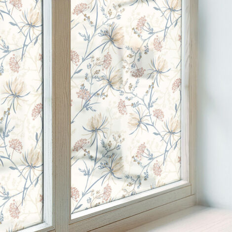 Film Dépoli pour Fenêtre 50x116 cm Vitrail Collés sur le Verre Décoratif Adhésif pour Chambre Cuisine Salle de Bain Protection Fleurs de l'harmonie (1/5)