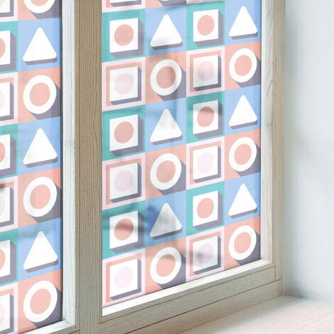 Film pour Vitre Intimité 50x100 cm Décoratif pour Chambre Cuisine Salle de Bain PVC Vitrail Protection Adhésif Collés sur le Verre Motifs géométriques (1/5)