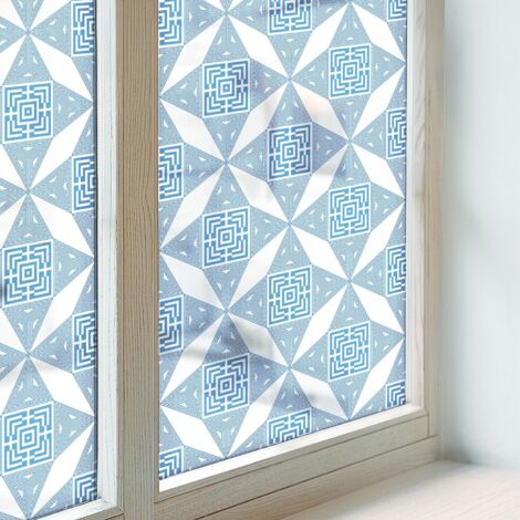 Film pour Vitre Intimité 100x116 Décoratif pour Chambre Salle de Bain PVC Vitrail Protection Adhésif Collés sur le Verre labyrinthes géométriques (1/5)