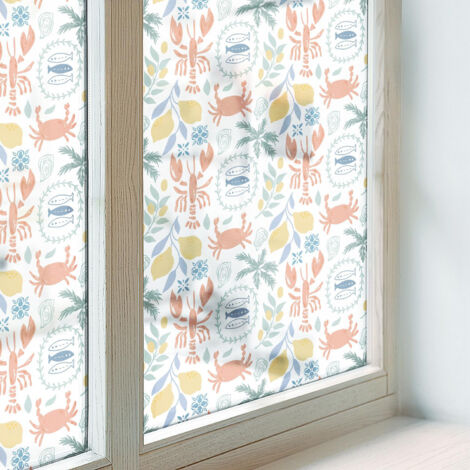 Film pour Vitre Intimité 50x146 cm Collés sur le Verre Adhésif Vitrail Décoratif Protection PVC pour Chambre Cuisine Salle de Bain Motifs nautiques (1/5)
