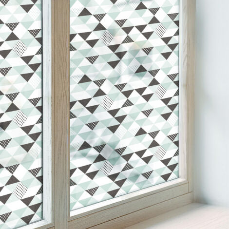 Film Dépoli pour Vitre 200x100 cm Adhésif Décoratif PVC Protection Collés sur le Verre Vitrail pour Chambre Cuisine Salle de Bain Motifs triangulaires (1/5)