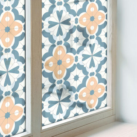 Film pour Vitre Intimité 100x146 Décoratif pour Chambre Cuisine Salle de Bain PVC Vitrail Protection Adhésif Collés sur le Verre Fleurs en mosaïque (1/5)