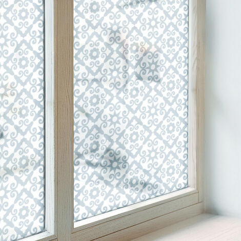Anti Regard Film pour Vitre 100x146 Vitrail Collés sur le Verre Décoratif Adhésif pour Chambre Cuisine Salle de Bain Protection ornements bleus (1/5)