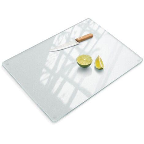 Planche de cuisine en verre trempé dépoli antidérapante résistante chocs chaleur rayures usage quotidien 80x52 cm
