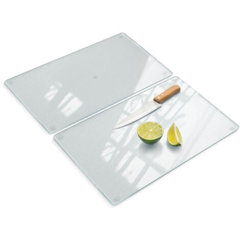Planche à découper en verre dépoli cuisine avec pieds antidérapants résistante chaleur surface mate durable 2x30x52 cm