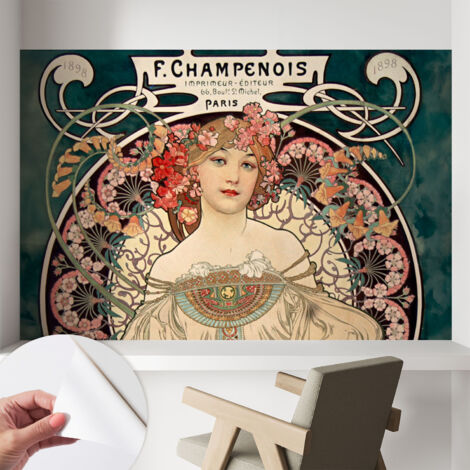 Papier peint adhésif autocollant pour salon chambre à coucher tendance et originale Symétrie florale 104x70 cm