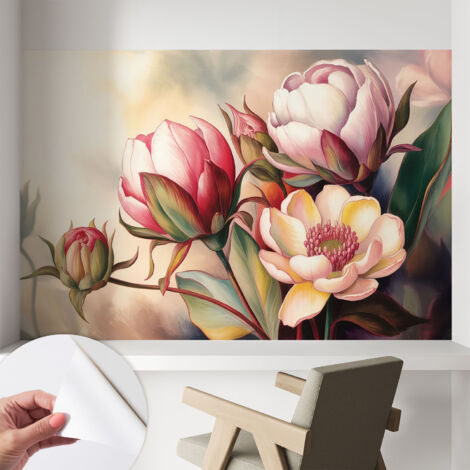 Papier peint adhésif autocollant pour salon chambre à coucher tendance et originale Bouquet de fleurs 104x70 cm (1/5)