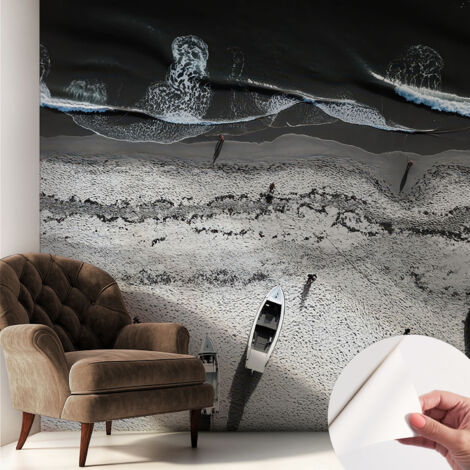 Papier peint autocollant décoratif à motifs pour salon chambre et bureau Tapete adhésif pour décoration Calme de la plage 250x250 cm (1/5)