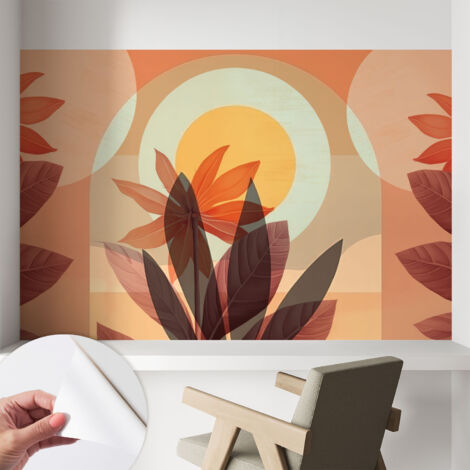 Papier peint autocollant Mural avec colle pour salon et chambre Décoration murale rapide Abstraction florale 104x70 cm (1/5)