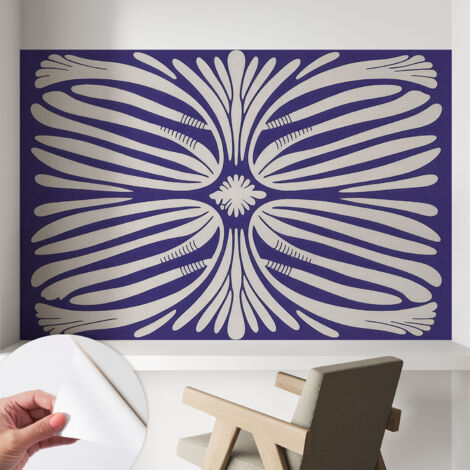 Papier peint adhésif autocollant pour salon chambre à coucher peint imprimé Installation facile Symétrie florale 104x70 cm (1/5)
