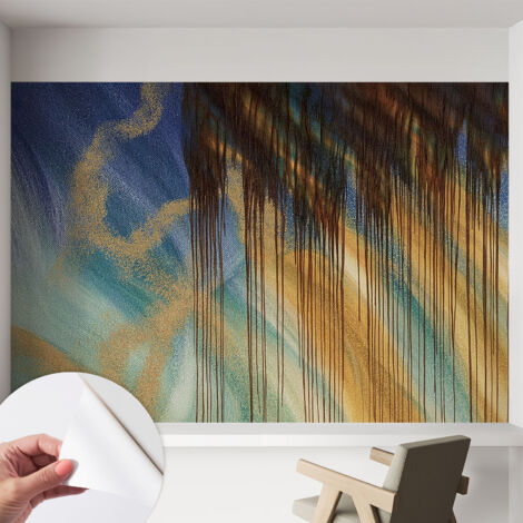 Papier peint adhésif autocollant pour salon chambre à coucher peint imprimé Installation facile Composition abstraite 152x104 cm (1/5)